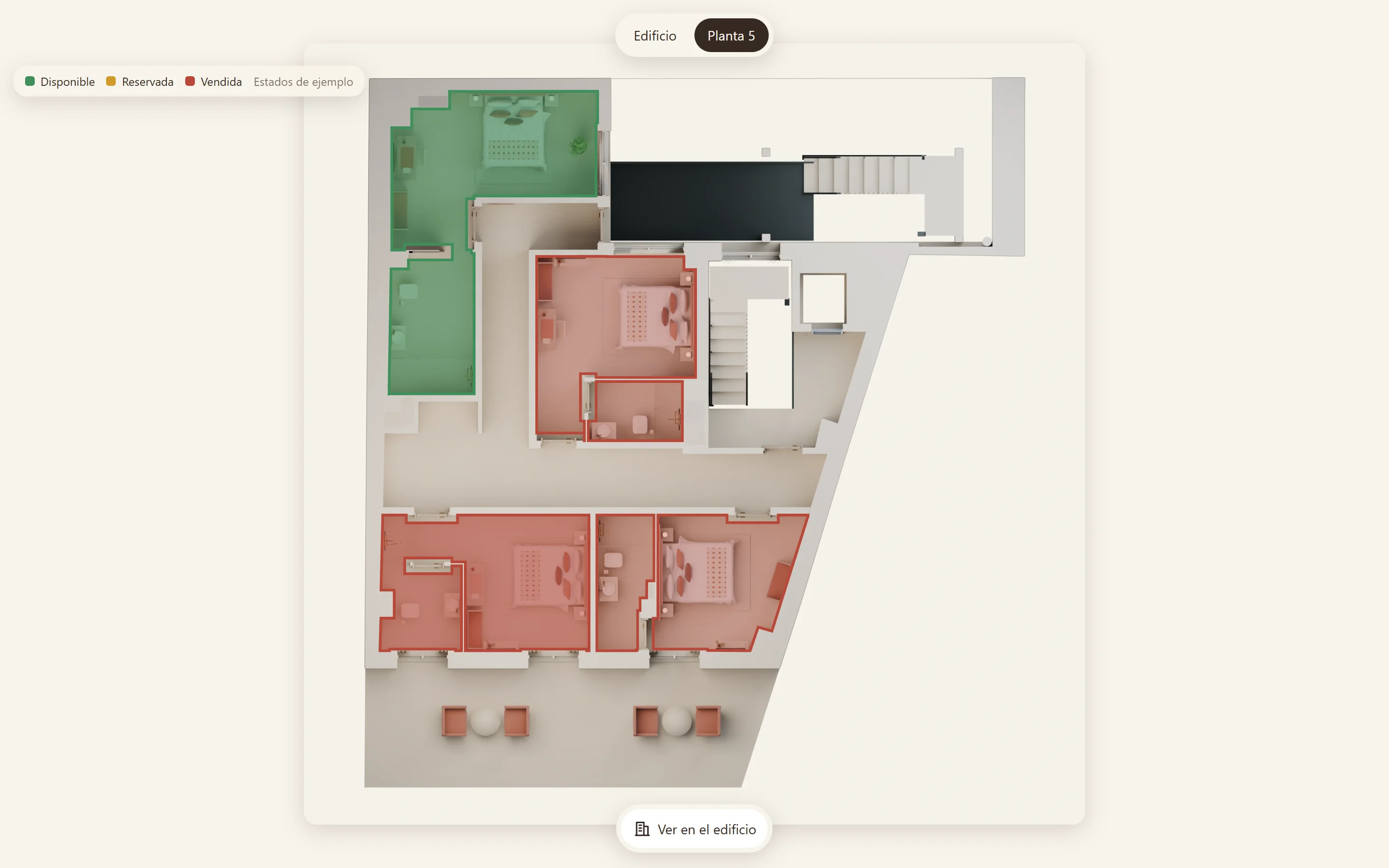 Palm Suites: plano amueblado de una planta